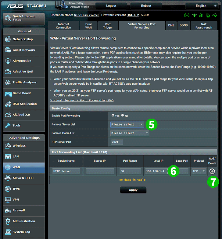 ASUS RT AC86U Steps 5-7