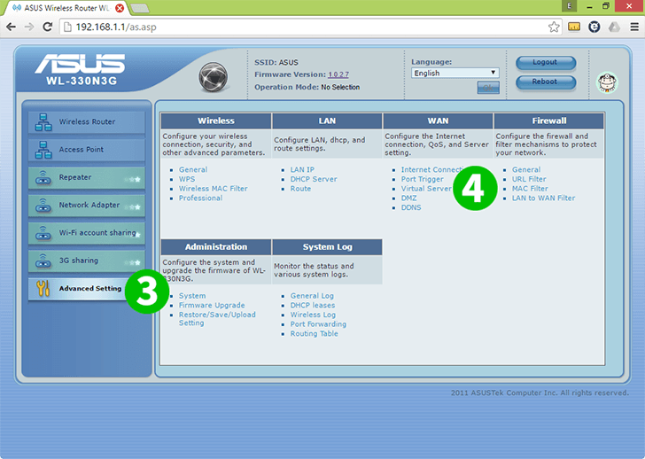 ASUS WL-330N3G Steps 3-4