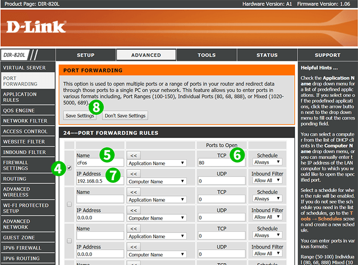 D-Link DIR-820L Steps 4-8