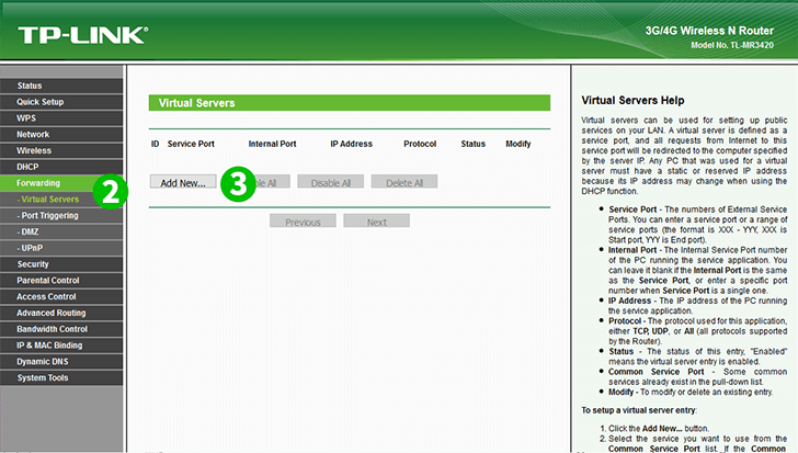 TP-Link MR3420 Steps 2-3