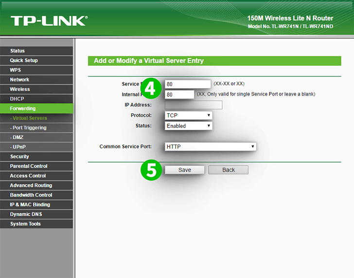 TP-Link TL-WR741ND Steps 4-5