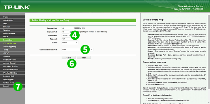 TP-LINK TL-WR841N Steps 4-7