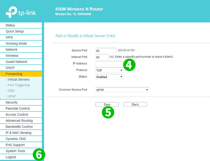 TP-Link TL-WR940N Steps 4-6