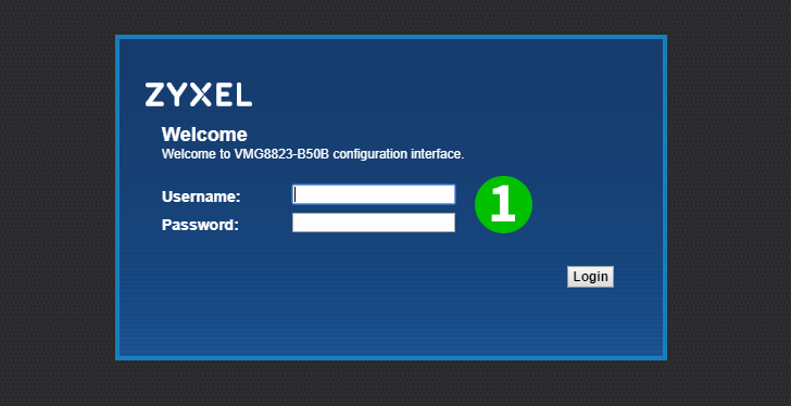 Zyxel VMG8823-B50B Step 1